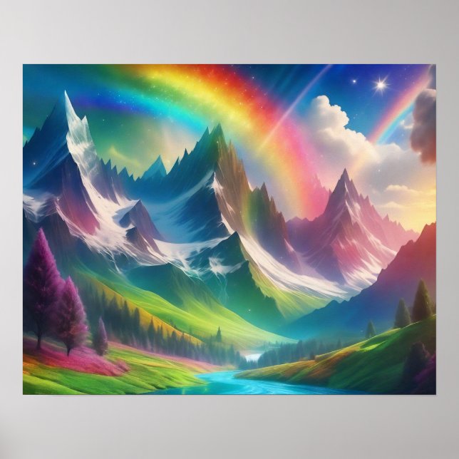 Póster Hermoso reino de fantasía arcoiris (Frente)