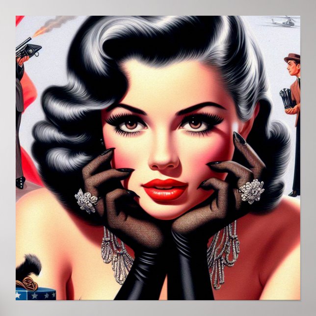 Póster Hermoso retrato Chica de época (Frente)