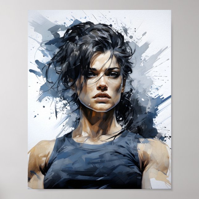 Póster Hermoso Retrato De Bodybuilder Femenino (Frente)