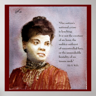 Póster Hermoso retrato de Ida B Wells en acuarela y cita
