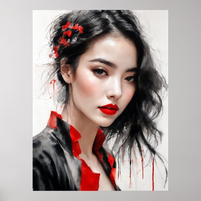 Póster Hermoso retrato de Lady Ink (Frente)