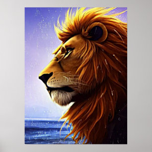 Póster Hermoso retrato de león en Poster personalizado de