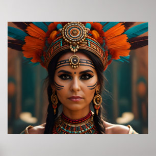Póster Hermoso retrato de mujer azteca