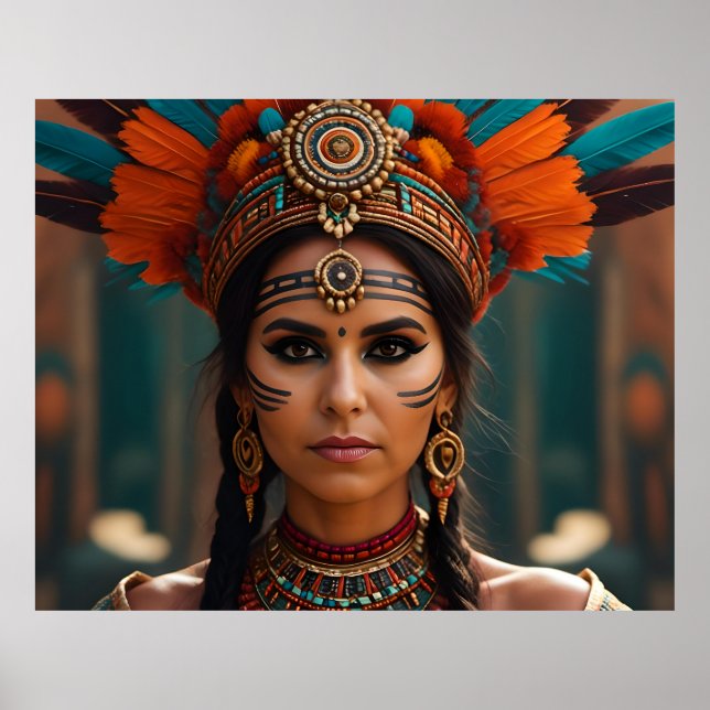 Póster Hermoso retrato de mujer azteca (Frente)
