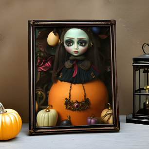 Póster Hermoso retrato espeluznante de muñeca Halloween