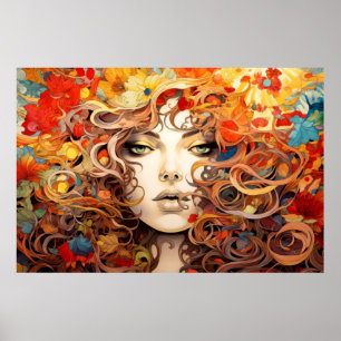 Póster Hermoso retrato femenino encantador