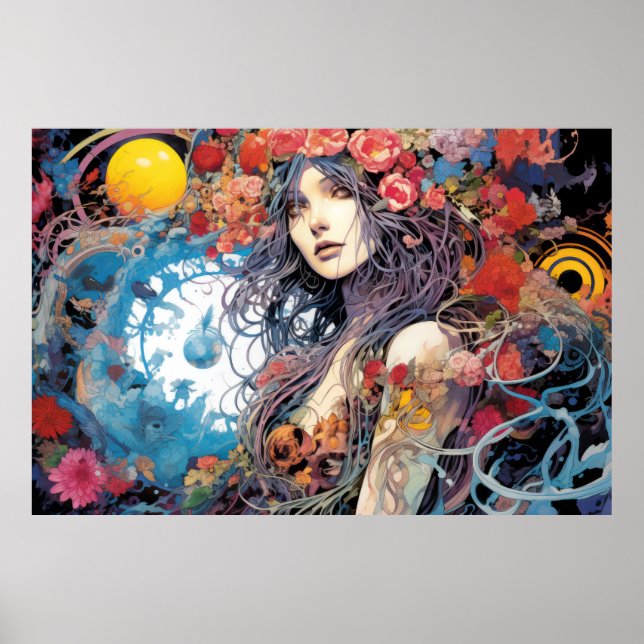 Póster Hermoso retrato femenino encantador (Frente)