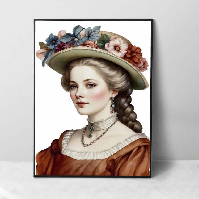 Póster Hermoso retrato Gorra floral Lady Brown (Subido por el creador)