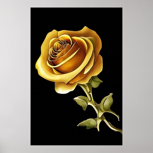Póster Hermoso Rosa de oro (Frente)