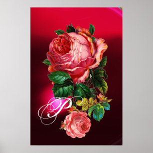 PÓSTER HERMOSO ROSES DE ROSA DE ROSA DE ROSA MONOGRAM