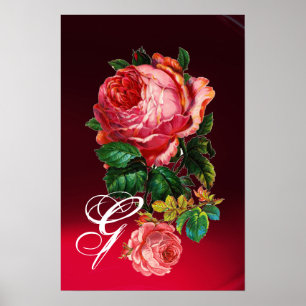 PÓSTER HERMOSO ROSES DE ROSA DE ROSA DE ROSA MONOGRAM