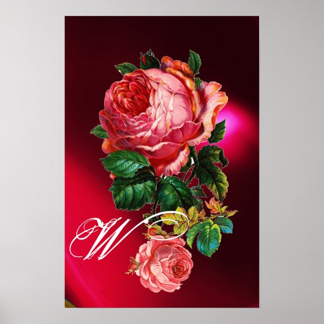 PÓSTER HERMOSO ROSES DE ROSA DE ROSA DE ROSA MONOGRAM (Frente)