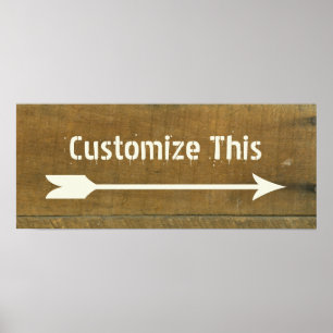 Póster Hermoso Rótulo de madera antigua inspirado en la é