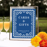 Hermoso Rótulo de recepción de Boda Papel Azul Pic