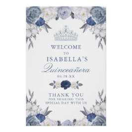 Póster Hermoso signo de bienvenida de Quinceanera floral 
