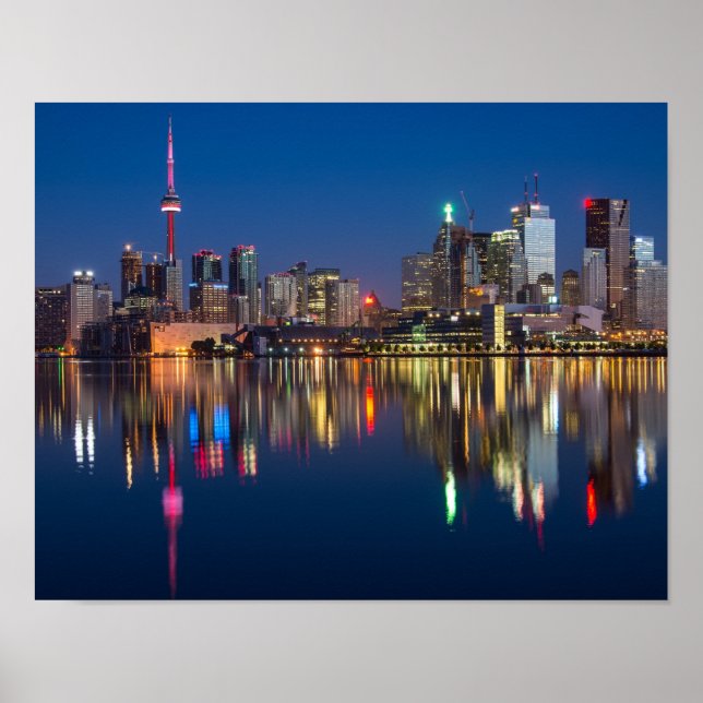 Póster Hermoso Skyline de la noche de Toronto Canadá (Frente)
