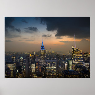 Póster Hermoso Skyline de la noche en Nueva York