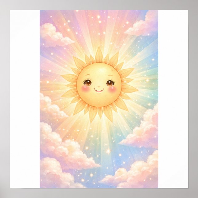 Póster Hermoso Sol Feliz Pastel  (Frente)