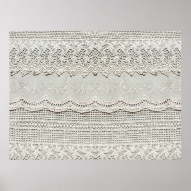 Póster Hermoso, sutil, blanco lacado textil cerca.  (Frente)