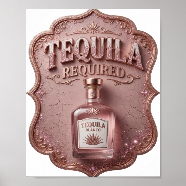 Póster Hermoso TEQUILA REQUERIDO de oro (Frente)
