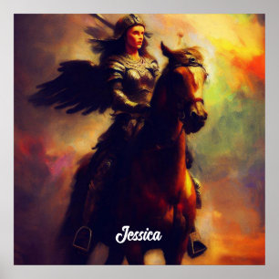 Póster Hermoso Valkyrie a caballo