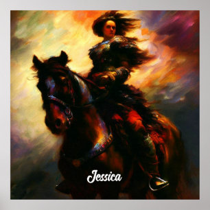 Póster Hermoso Valkyrie a caballo