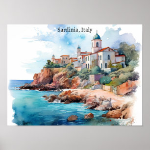 Póster Hermoso viaje acuático de Cerdeña Italia