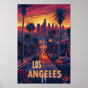 Póster Hermoso viaje de Ilustracion de Los Ángeles a los