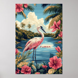 Póster Hermoso viaje de Ilustracion Vintage de Florida US