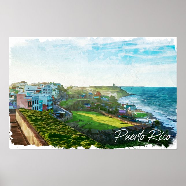 Póster Hermoso viaje por el paisaje de Puerto Rico (Frente)