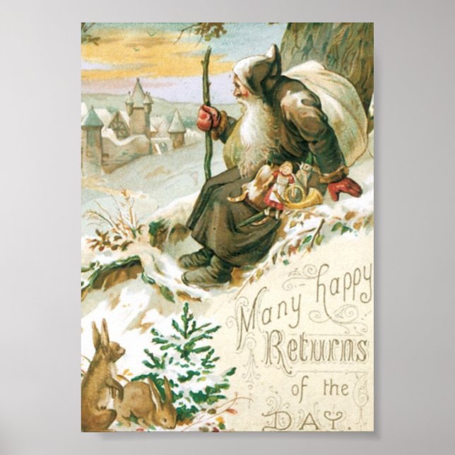 Póster Hermoso viejo cuadro de Santa Claus (Frente)