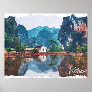 Póster Hermoso Vietnam Asia Sceneration Travel