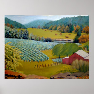 Póster Hermoso Viñedo en el Cartel de la Granja Augusta M