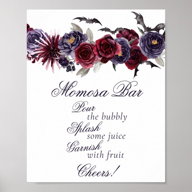 Póster Hermoso y espeluznante | Bar de Momosa con flores  (Frente)