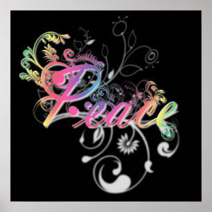 Póster Hermoso y genial palabra Paz coloridos remolinos