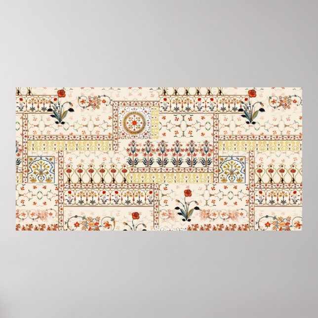 Póster Hermoso y sin igual floral mogol con paisajes étni (Frente)