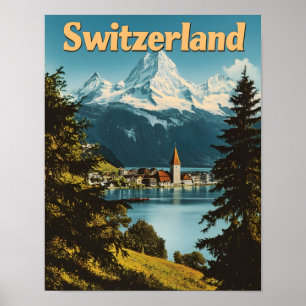 Póster Hermosos Alpes Suizos Suiza Montañas Escénicas