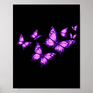 Póster Hermosos Amantes de Mariposas Rosas Purpura Maripo