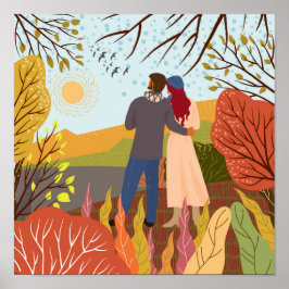 Póster Hermosos amantes del otoño