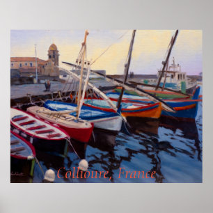 Póster Hermosos barcos rojos naranjas azules verdes en Co