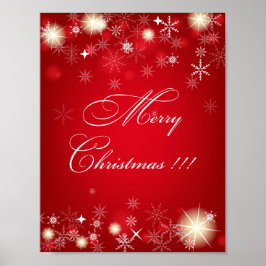 Póster Hermosos copos de nieve y brillantes Navidades de