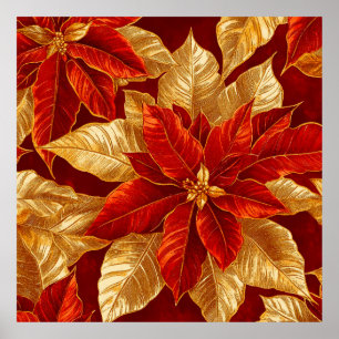 Póster Hermosos Navidades de Poinsettias de color rojo do