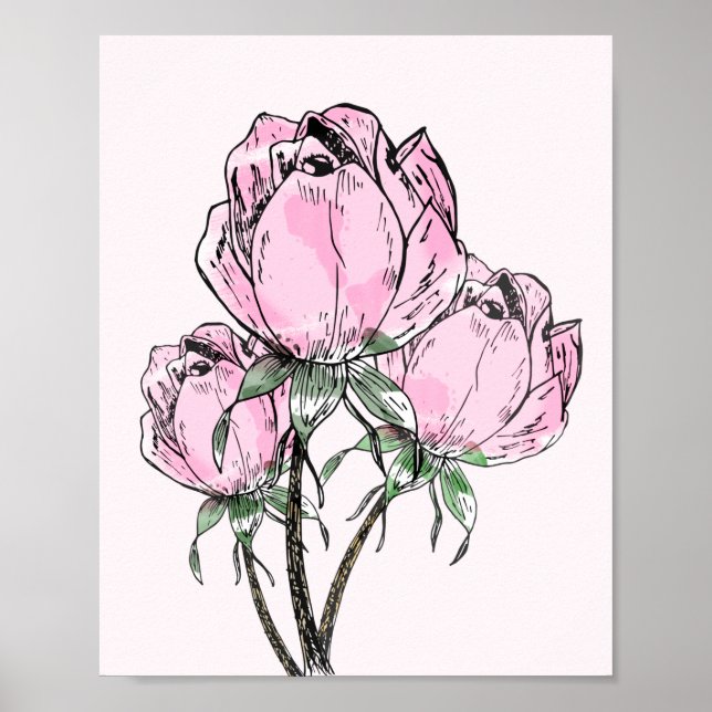 Póster Hermosos Rosas de mano rosada (Frente)