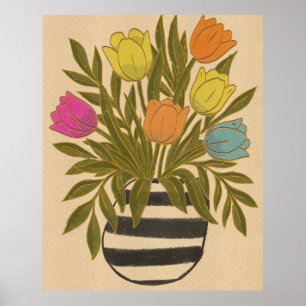Póster Hermosos Tulipanes Vintage