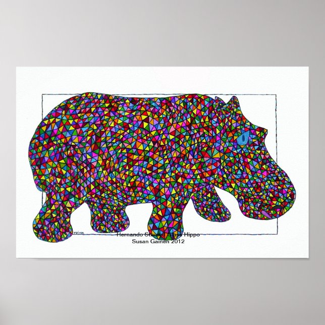 Póster Hernando Sained Glass Hippo Poster (Frente)