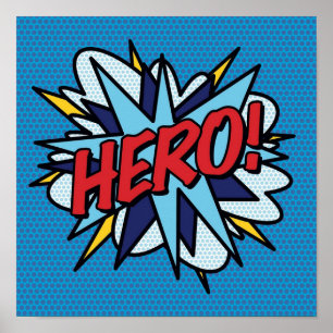 Póster HERO Comic Book Pop Art Moderno Fun Retro