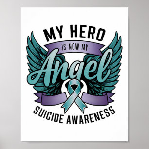 Póster Hero es ahora mi Angel Suicidio Conciencia Purple