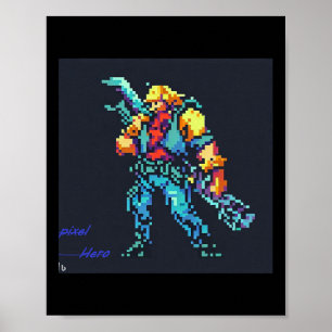 Póster Hero (videojuego retro de los años 90 Pixel Style 