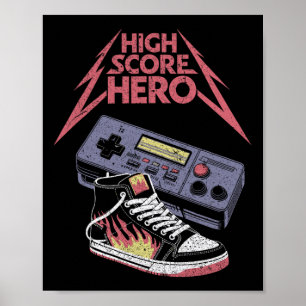 Póster Héroe de Alta Puntuación Jugador de Juegos Retro