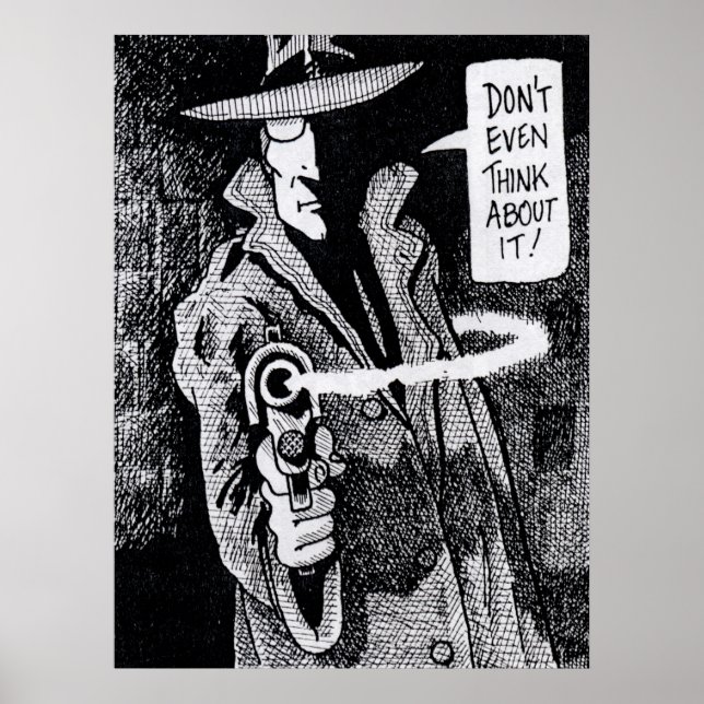 Póster Héroe de novela gráfica apuntando a un arma (Frente)